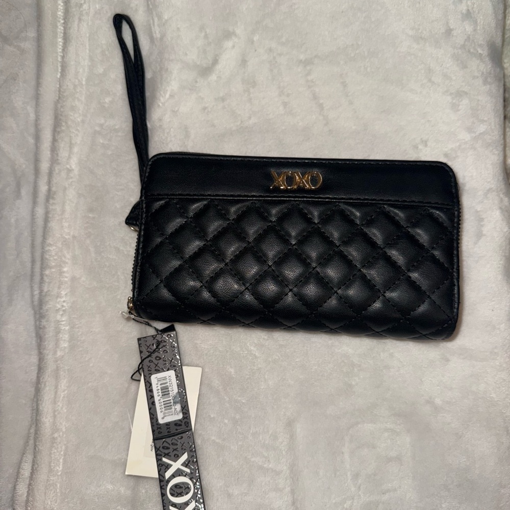 XOXO Black Quilted Clutch with Gold Hardware